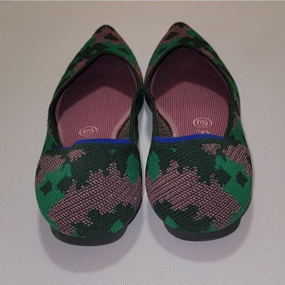 Rothy's Green Botanicamo Camo Point Toe Ballet Flat Shoes Sz 9 • Rare & Retired - Picture 4 of 16